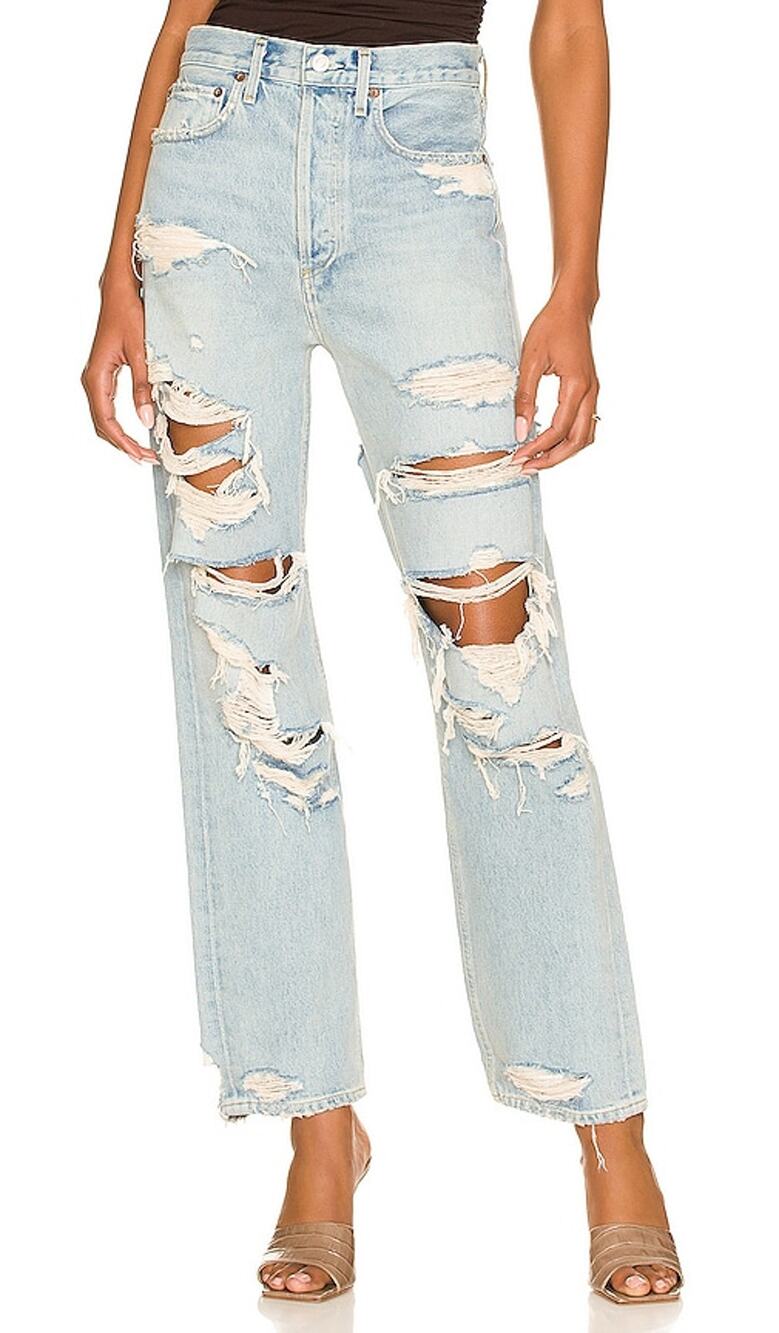 Agolde Distressed Sky 90s Mid Rise Loose Denim Jeans Size 27